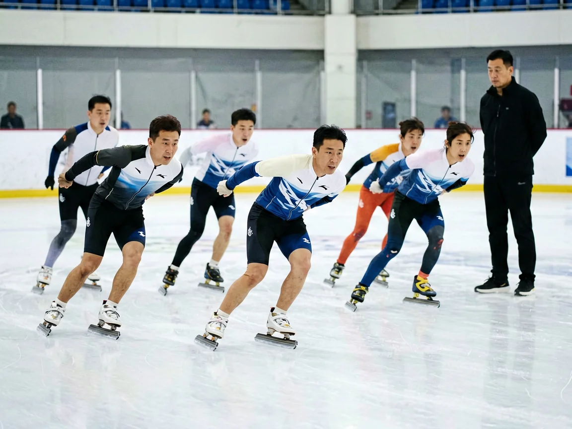 国家队冰场合练短道速滑